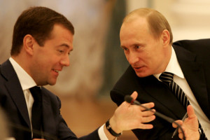 Vladimir Putin with Dmitry Medvedev, March 2008